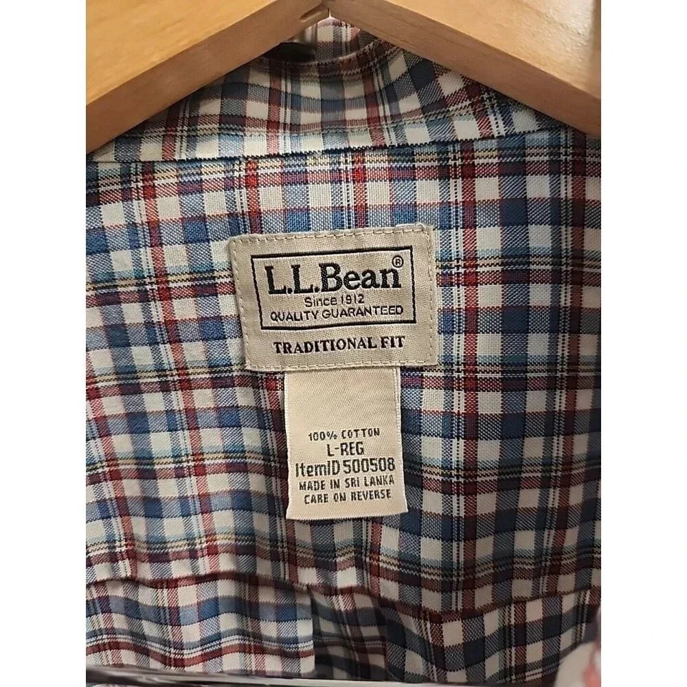 Vtg L.L. Bean Traditional Fit Men's Plaid Button Down Sz L Reg 100% Cotton - Picture 4 of 9